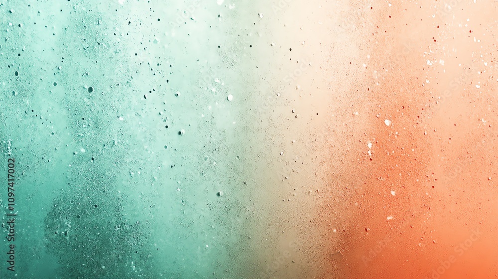 Poster Abstract texture with a gradient of teal and coral, resembling a fluid or misty effect.