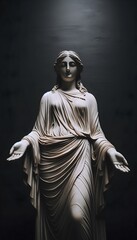 The statue is carved from marble, its surface worn smooth by time and touched by the hands of countless worshippers. It depicts a divine figure, likely a god or goddess from Greek or Roman mythology. 