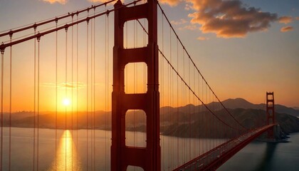 Golden Gate Bridge Sunset Close-Up