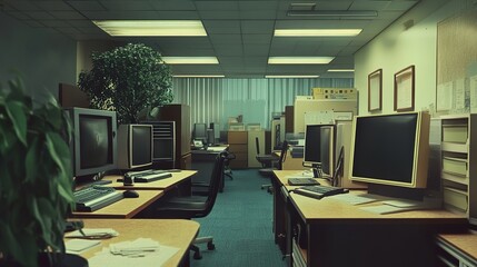 Step Back in Time: A Retro Office Space Filled with Vintage Computers and Classic Decor