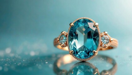 Ultra-Realistic Aquamarine Ring in Gold