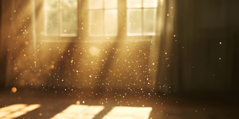 Real dust particles floating in the air indoor with natural sun light