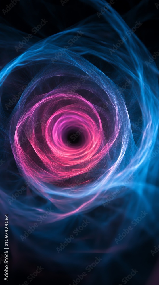 Poster A swirling vortex of blue and pink light, creating a mesmerizing abstract design.