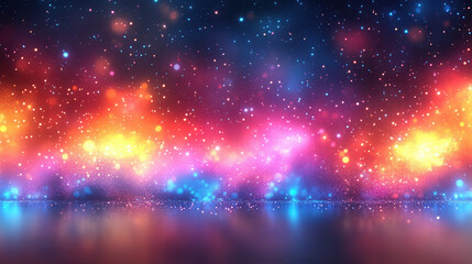 Fototapeta premium Vibrant cosmic background with colorful stars and glowing lights, creating dreamy atmosphere. Perfect for artistic and creative projects