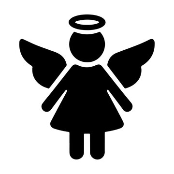 recommend clip art: Black silhouette flying angel girl vector icon design