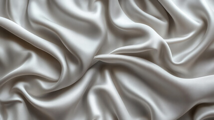Fototapeta premium Elegant smooth satin fabric with soft folds and waves in light gray color. Perfect for luxurious designs and backgrounds