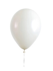 single white birthday balloon floating, cut out image, isolated on transparent background