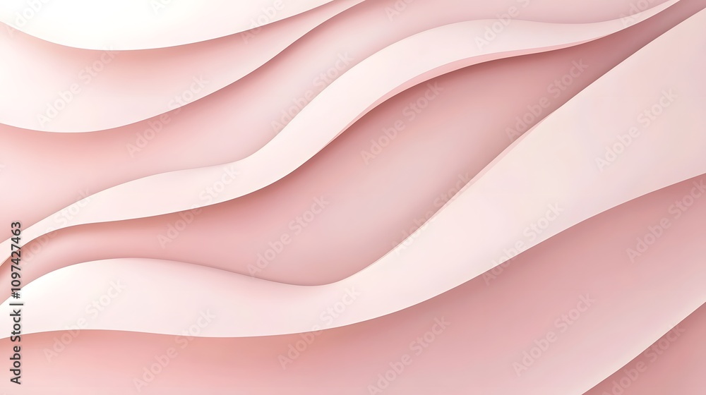 Poster abstract wavy layers in soft pink tones create a soothing visual effect.