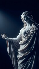 The statue is carved from marble, its surface worn smooth by time and touched by the hands of countless worshippers. It depicts a divine figure, likely a god or goddess from Greek or Roman mythology. 