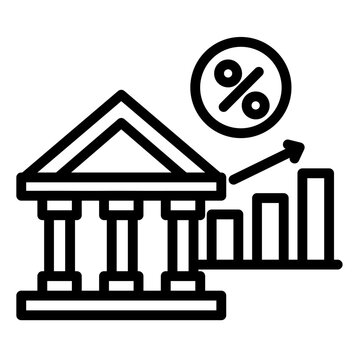 bank building with percentage and rising graph clip art preview