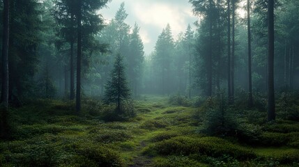 Misty Forest Path: A Serene Journey Through the Woods