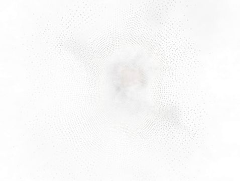 Abstract glowing nebula with bright center and scattered particles.