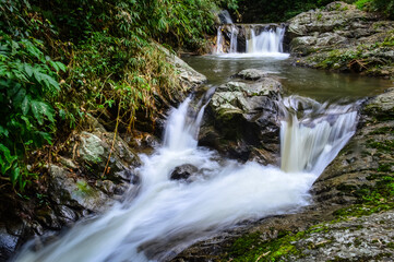 Mae wong waterfall in jungle at Doi Saket chiangmai Northern Thailand,South East Asia