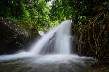 Fototapeta premium Mae wong waterfall in jungle at Doi Saket chiangmai Northern Thailand,South East Asia