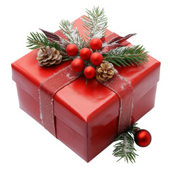 Christmas tree with gifts and decorations on transparent background