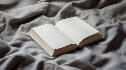 Open Book Resting On Gray Fabric