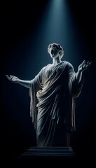 The statue is carved from marble, its surface worn smooth by time and touched by the hands of countless worshippers. It depicts a divine figure, likely a god or goddess from Greek or Roman mythology. 