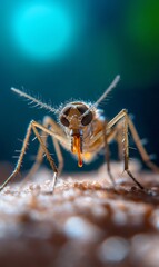 Fototapeta premium Close-up of a mosquito feeding on blood.