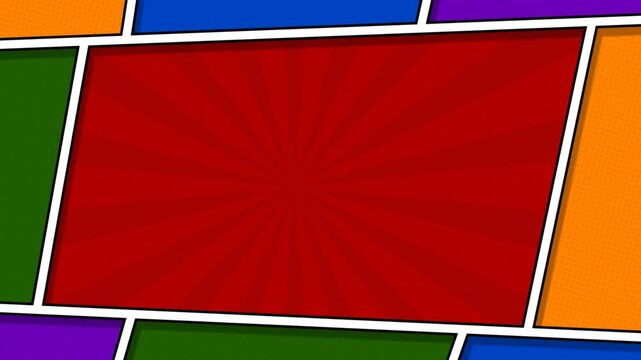 colorful comic book panel frame background video animation footage