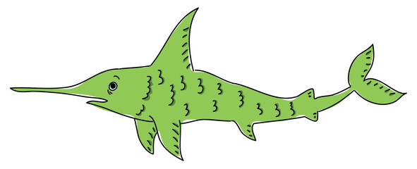 green swordfish opened its mouth in surprise side view