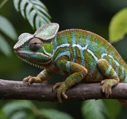 Fototapeta premium Vibrant Chameleon in its Natural Habitat 7