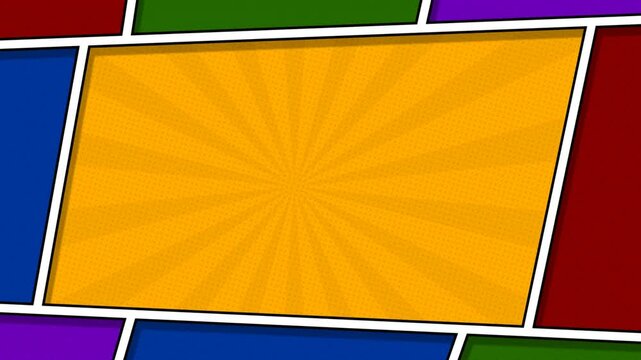 colorful comic book panel frame background video animation footage