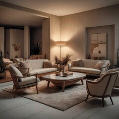 Fototapeta premium modern living room with fireplace