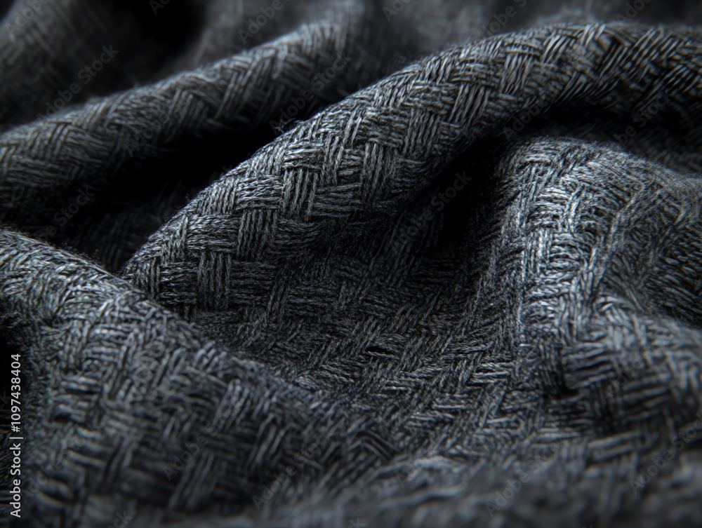 Poster close-up of textured fabric showcasing a woven pattern in dark tones.