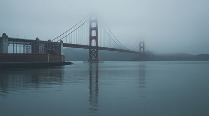Enigmatic Golden Gate Bridge A Misty San Francisco Morning Landscape