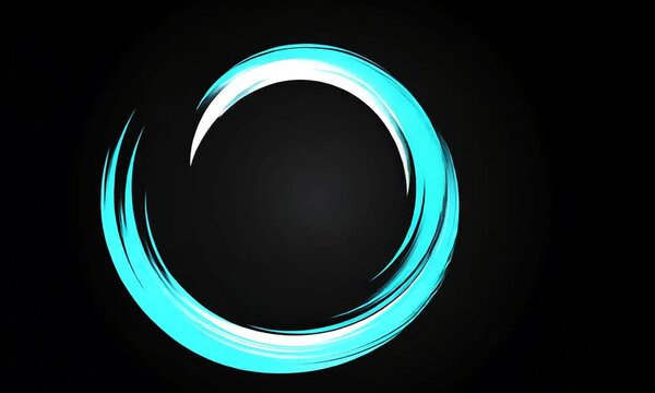 Abstract blue glowing circular design on black background.