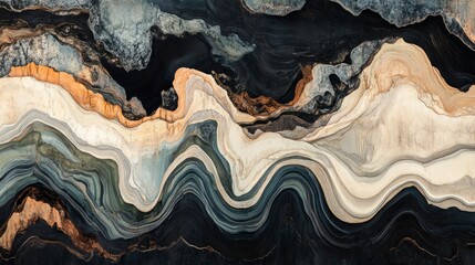 Obraz premium Abstract representation of environmental conservation, flowing lines, earth tones, natural elements, photorealistic, high-resolution
