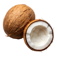 Open coconut isolated on transparent background