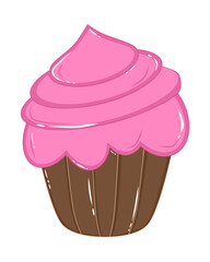 Doodle cup cake and cute hand draw illustration inspired by blueberry flavor that can be use for social media, sticker, wallpaper, e.t.c with light, pink, brown colors