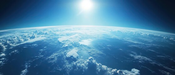 Stunning High-Resolution Earth From Space Blue Planet, Clouds, Sun, Global View, Aerial Perspective
