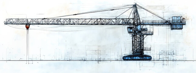 full height of crane in 2D auto cad drawing.