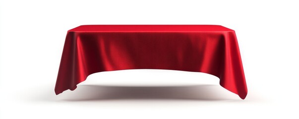 Red tablecloth draped elegantly over table, creating vibrant look