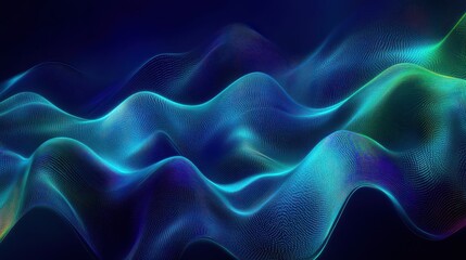 Obraz premium Abstract Blue and Green Wave Background Digital Data Flow, Network Connection, Technology Texture