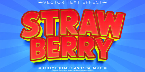 Strawberry editable text effect, editable fruit and fresh text style