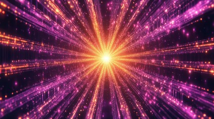 Obraz premium Vibrant wireframe with a central focal point, lines radiating outward in a network data style