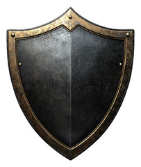 Shield with beveled edge displaying weathered metallic texture isolated on transparent background