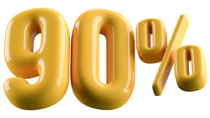 90 Percent Off Discount Yellow Number 3D