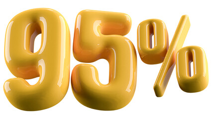 95 Percent Off Discount Yellow Number 3D