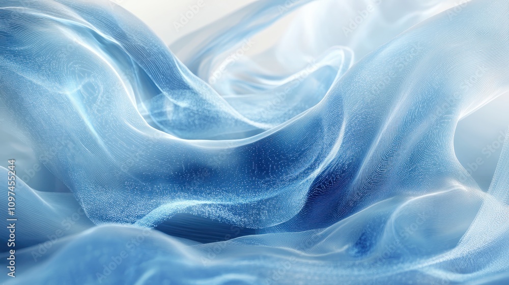 Poster abstract blue wave texture elegant flowing fabric background for design and digital art projects.