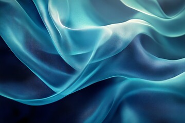 Fototapeta premium A close-up of flowing, translucent fabric in shades of blue and teal.