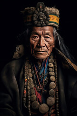 Naklejka premium portrait photo, Tibetan shaman .