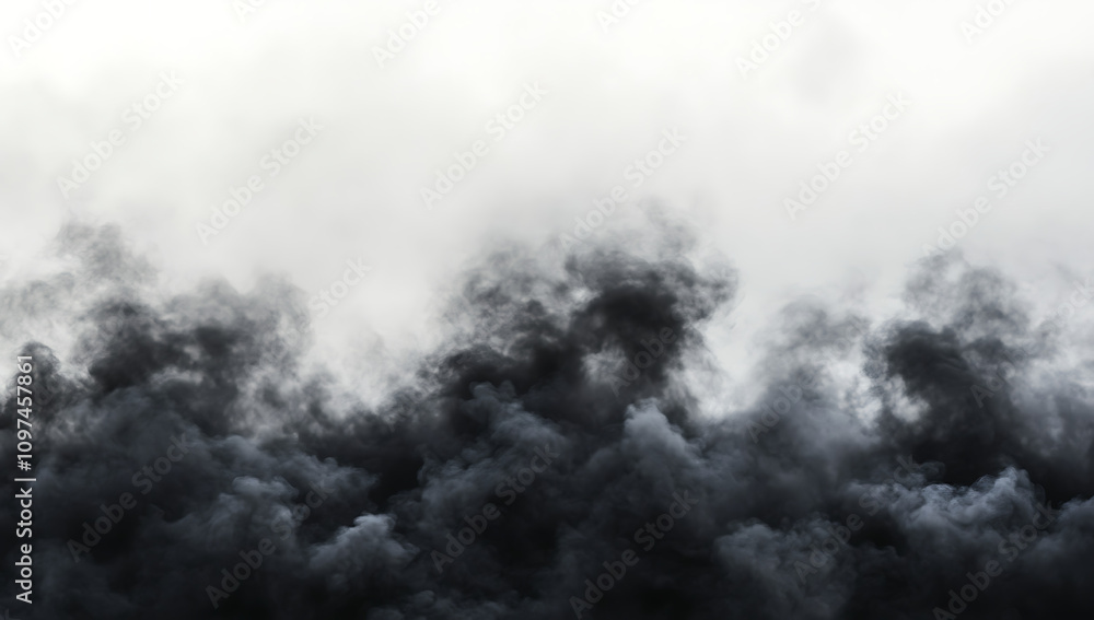 Wall mural surreal black smoke on a white background in a minimalist style with ample space for text and design