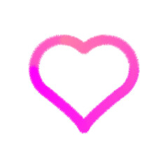 Vibrant Pink Furry Heart Outline on Black Background – Love Symbol Graphic