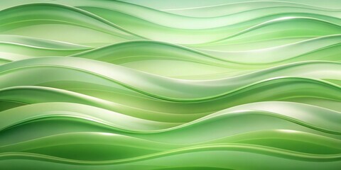 Fototapeta premium Abstract Green Wave Pattern Serene Undulating Lines, Smooth Curves, and Gentle Light Effects