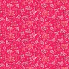 Japanese Cute Rose Motif Vector Seamless Pattern