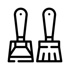 broom and dustpan line icon
